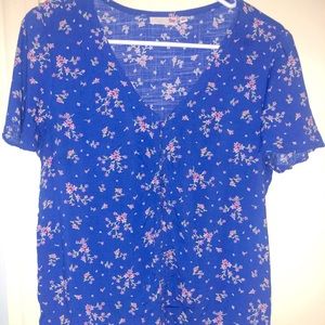 Blue floral print crop top